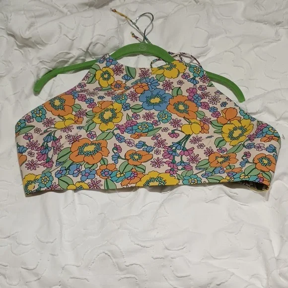 Zara XXL Halter Crop Backless Flower High Neck Top - Picture 4 of 7